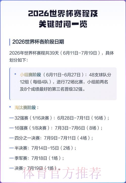 2026世界杯每日赛程一览赛事详情查询入口 2026世界杯每日赛程一览赛事详情查询入口